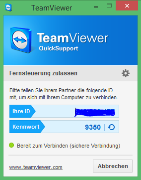 Teamviewer QS-Fenster